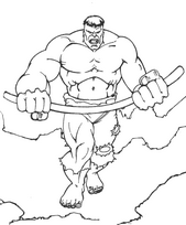 coloriage hulk tord une barre de fer